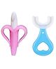 Kritiu Silicone Banana Shaped Toothbrush Teether with U-shaped Soft Silicone Mouth Cleaning Toothbrush For Kids