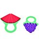 Kritiu Non-Toxic Food-Grade Silicone Baby Teether BPA-Free for Pain-Relief Easy Teething Watermelon & Grapes Pack of 2 - Red Blue