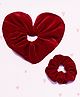 Tipy Tipy Tap Set Of 2 Velvet Solid Heart Shape Scrunchies - Red