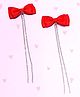 Tipy Tipy Tap Set Of 2 Ribbon Bow Detailed Stone Embellished Hair Clips - Red