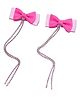 Tipy Tipy Tap Set Of 2 Ribbon Bow Detailed Stone Embellished Hair Clips - Pink