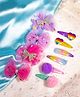 Jewelz Set Of 10 Bow & Pom Pom Embellished Hair Clips - Multi Colour