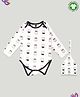 Kidbea 100% Organic Cotton Full Sleeves Cups Printed Coordinating Onesie & Cap Set - Black & White