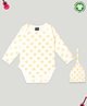 Kidbea 100% Organic Cotton Full Sleeves Abstract Printed Coordinating  Onesie & Cap Set - Yellow