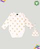 Kidbea 100% Organic Cotton Full Sleeves Pizza Printed Coordinating  Onesie & Cap Set - Yellow & White