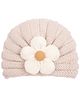 SYGA Wool Cap Warm Stretchable Knitted Flower Hat - Off-white
