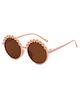 SYGA Children's Cute Flower Mirror Retro Round Fashionable Sunglasses. (Pink)