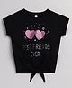 giniekids Half Sleeves Hearts & Best Friends Forever Text Printed Cotton Top - Black