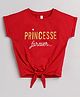giniekids Half Sleeves Princesse Forever Text Printed Cotton Top - Red
