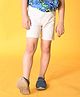 Anthrilo Cotton Terry Alphabet  Printed  Shorts - Ecru Off White