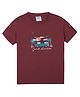 Anthrilo Half Sleeves Grande Aventure Text Printed Tee - Burgundy