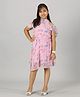 Kiddopanti Cold Sleeves Floral Printed Dress - Baby Pink