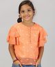 Kiddopanti Half Sleeves Abstract Printed Top - Coral Orange