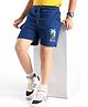 Honeyhap Premium 100% Cotton Terry Above Knee Length Shorts with Bio Finish Surf Print - Navy Blue