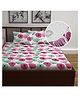 Divine Casa Elastic Fitted Opal Floral Printed Double Bed Bedsheet with 2 Pillow Cover Prism Pink)