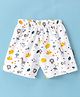 Child World Cotton Interlock Shorts Animal Print - White & Yellow