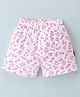 Child World Cotton Interlock Printed Shorts - White & Pink