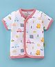 Child World Interlock Knit Half Sleeves Vests Car Print - Pink & White