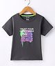Smarty Boys Cotton Lycra Half Sleeves Text Printed T-Shirt - Charcoal Grey