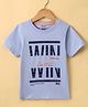 Smarty Boys Cotton Lycra Half Sleeves Text Printed T-Shirt - Sky Blue