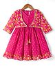 Babyhug 100% Cotton Woven Ethnic Dresses and Jacket with 3/4th Sleeves and Floral Print in Pink for 5-6 Years