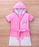 Pink Rabbit Terry Half Sleeves Hooded Bath Robe Panda Print - Aqua Pink