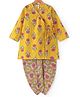 Babyhug Cotton Full Length  Angarakha Dhoti Kurta Set Floral Print - Yellow