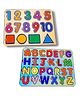 Fingo Brain Combo Pack Wooden Knob Capital & Number Peg Board  with 40pcs- Multicolor