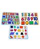 Fingo Brain Combo Pack Wooden Knob Capital, Shapes & Number Peg Board 58pcs- Multicolor