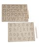 Fingo Brain Combo Pack Set of 2 Boards Wooden Small Alphabets Board and Small Cursive Alphabet Tracing Board with Dummy pencil in Leaser Cut - Brown