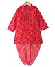 Babyhug Cotton Woven Full Sleeves Kurta Dhoti Set Bandhani Print - Red