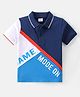 Babyhug  Cotton Knit Half Sleeves Polo T-Shirt with Text Print - Navy Blue & White