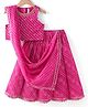 Babyhug 100% Cotton Woven Sleeveless Leheriya Printed Choli Lehenga and Dupatta Set -  Fuschia