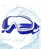 KARBD Swimming Goggles Large Frame Wide View Big Glasses with Connected Ear Plugs - Blue White