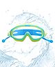 KARBD Swimming Goggles Large Frame Wide View Big Glasses with Connected Ear Plugs - Blue Lime
