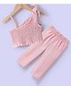 Kookie Kids Sleeveless Smocking Detailing Top with Solid Colour Culottes Set - Pink