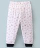 OLLYPOP Cotton Knit Full Length Lounge Pants With Boat Print - White & Black