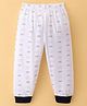 OLLYPOP Cotton Knit Full Length Lounge Pants With Boat Print - White & Black