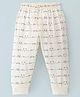 Ollypop Cotton Knit Full Length Lounge  Pant Teddy & Panda Print-  Cream