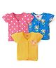 Babyhug 100% Cotton Knit Half Sleeves Vest Polka Dot & Floral Print Pack of 3 - Pink Yellow & Blue