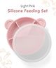 Silicone Plate with Suction with Lid 100% Silicone Suction Dish for Baby- Light Pink