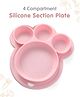 Silicone Suction 4 Compartment Section Plate With Attached Placemat 100% Silicone Baby Dish - Light Pink