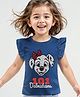 Babyhug Disney Cotton Knit Half Sleeves Top Frill Detailing 101 Dalmatians Graphics and Sequins Detailing - Blue