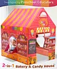 Intelliskills 2-in-1 Bakery & Candy House Themed Foldable Hut Size Tent House for Kids | Indoor & Outdoor Play | Printed Portable Playhouse for Boys & Girls | Play Tent for Kids | Ideal for Gifting | Lightweight | Multicoloured | BIS Approved