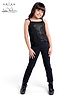 Arias Sleeveless Sequined Top With Set Of Full Length Stretchable Pant - Black