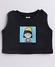 Aww Hunnie Knitted Sleeveless Girl Printed Tank Top - Black