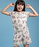 Arias Woven Half Sleeves Sequinned Top with Shorts Set Floral Print - Multicolour
