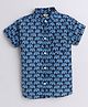 Aww Hunnie 100% Cotton Half Sleeves Elephants Printed Shirt - Blue
