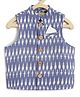 Tiber Taber Sleeveless Ikat Printed Jacket - Blue
