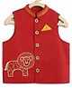 Tiber Taber Sleeveless Animal Embroidered Jacket - Red